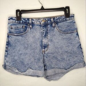 Indigo Rising Acid Wash Blue Denim Shorts